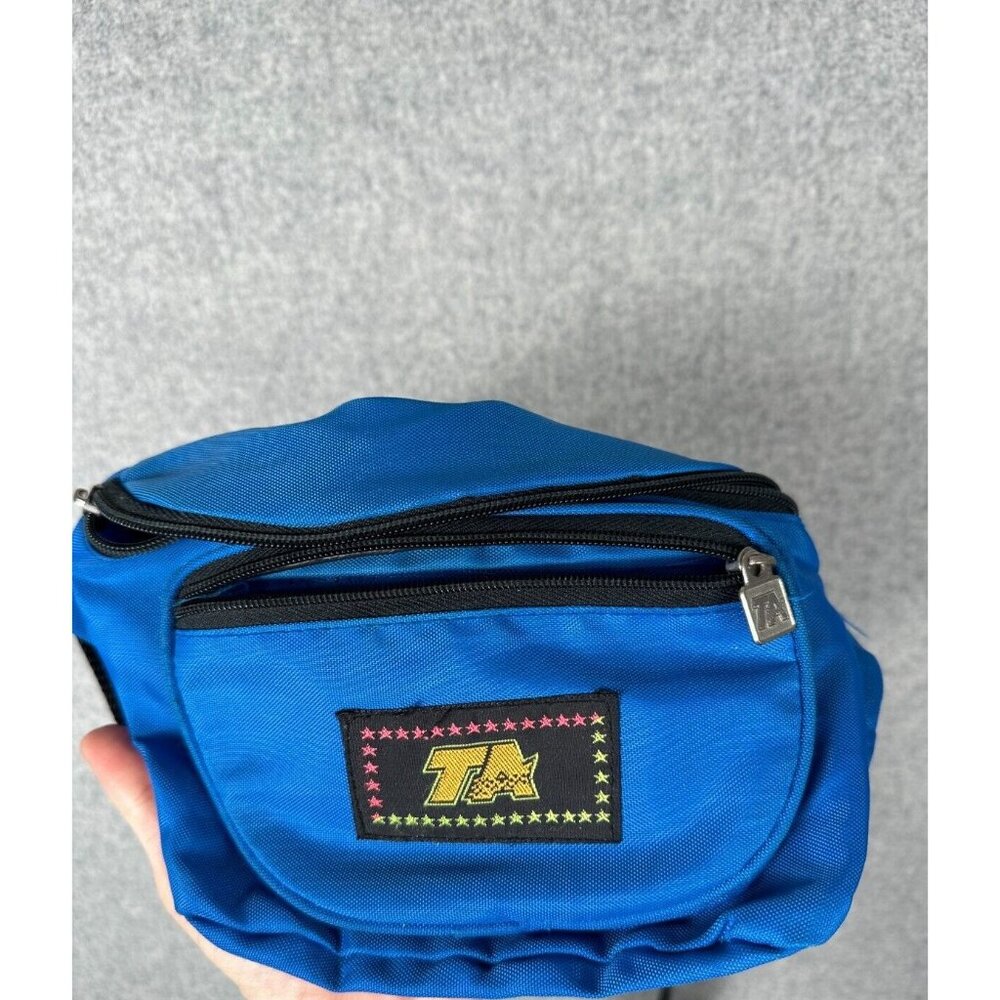 Vintage TA Blue Fanny Pack 90s Retro Multiple Pockets Adjustable Retro Waist
